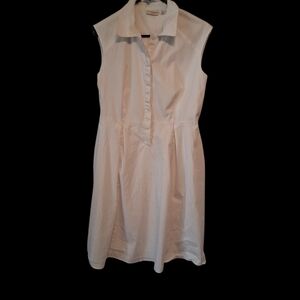 eva mendes for New York & Company Sleeveless Collared Midi Dress in White